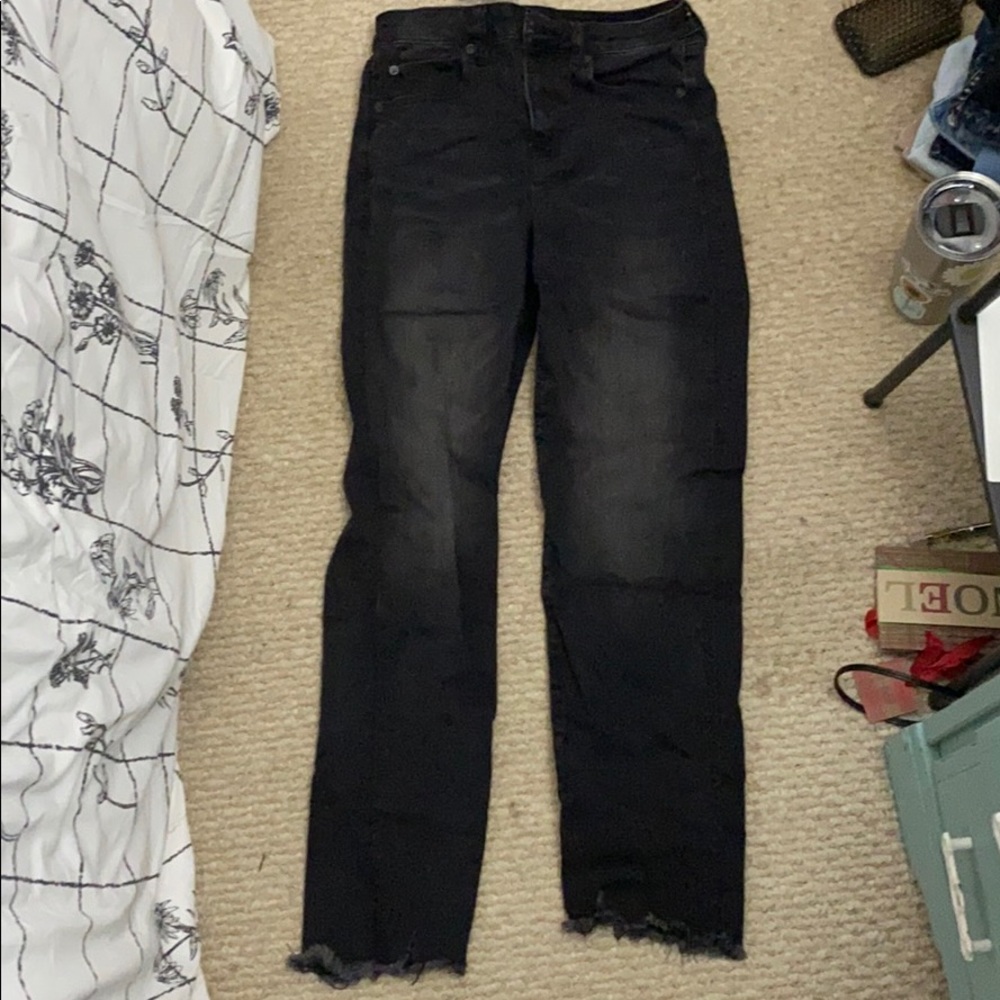 black straight legged jeans